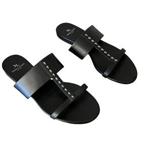 Marie Laffont chic sandal flat black nappa leather studded size 38 / 8